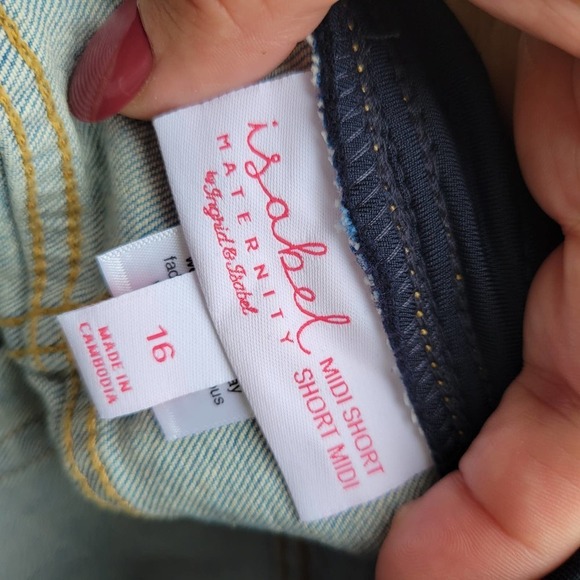 Ingrid & Isabel Maternity Denim Midi Short Crossover Panel 16 NWT - Picture 7 of 8